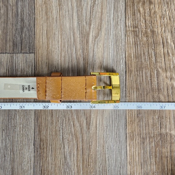 Tahari Arthur S Levine Women's Tan Leather Belt Gold Buckle Size‎ 4 - Picture 6 of 10